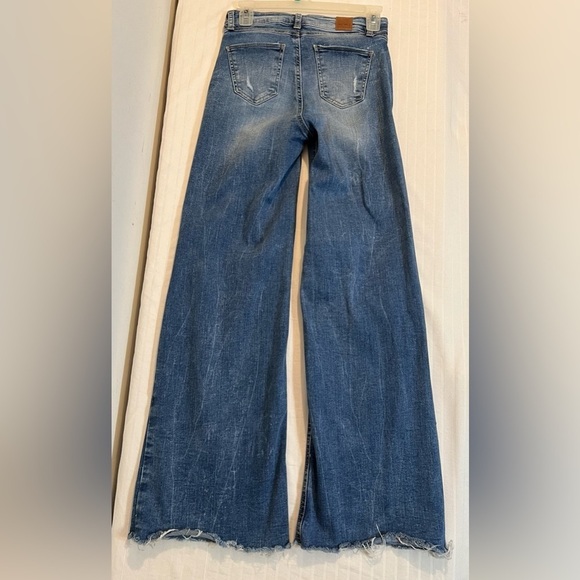 Koaj Palazzo Wide Leg High Rise Distressed Denim Jeans Size 6 - Picture 5 of 14
